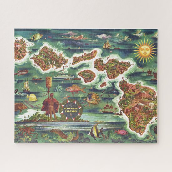 Old Antique Hawaiian Islands Map Historical Jigsaw Puzzle