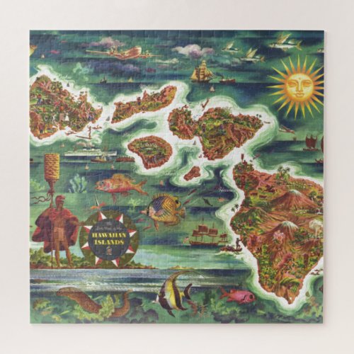 Old Antique Hawaiian Islands Map Historical Jigsaw Puzzle