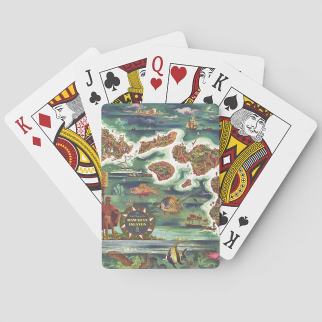 Old Antique Hawaiian Islands Map Historical Poker Cards (Back)