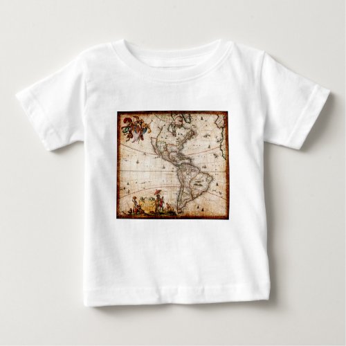 Old Antique North  South America Map Baby T_Shirt