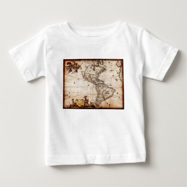 Old Antique North & South America Map Baby T-Shirt (Front)