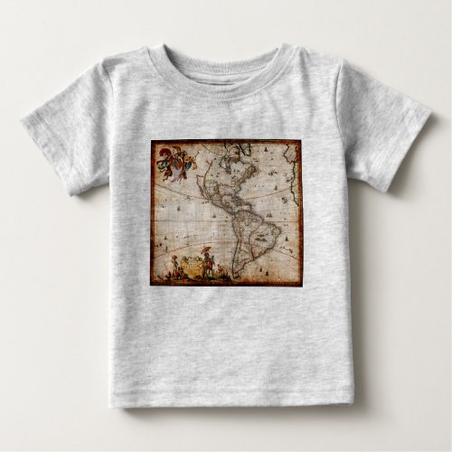 Old Antique North  South America Map Baby T_Shirt