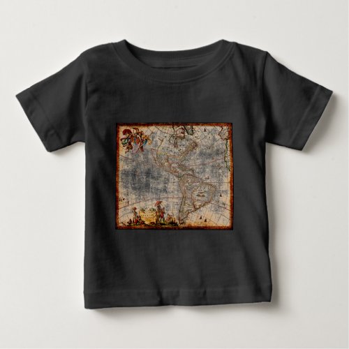 Old Antique North  South America Map Baby T_Shirt