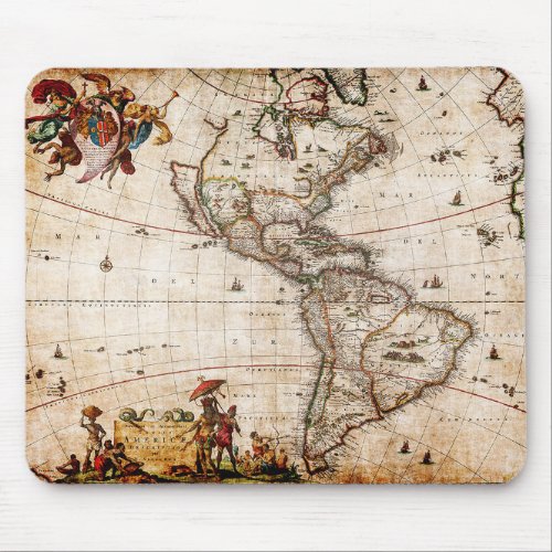 Old Antique North  South America Map Mouse Pad