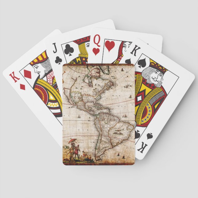 Old Antique North & South America Map Poker Cards (Back)