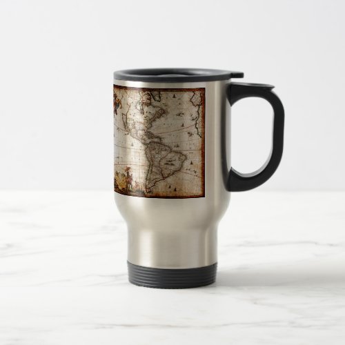 Old Antique North  South America Map Travel Mug