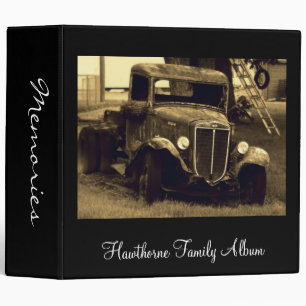 Old Antique Truck in Sepia Family Photo Album Binder