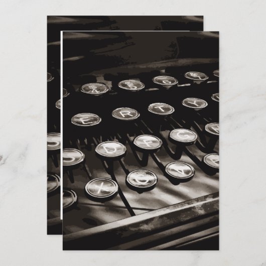 Old Antique Typewriter Keys Black White (Front/Back)