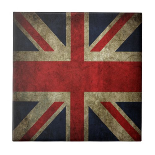 Old Antique UK British Union Jack Flag Ceramic Tile