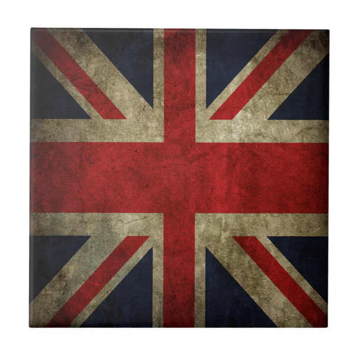 Old Antique Uk British Union Jack Flag, Antique Ceramic Tiles Uk