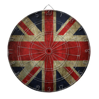 Old Antique UK British Union Jack Flag Dartboard With Darts