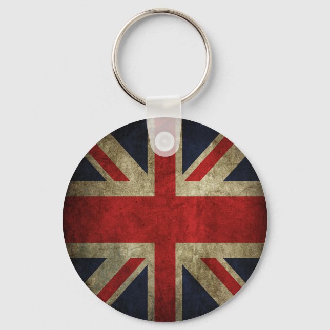 Old Antique UK British Union Jack Flag Keychain (Front)