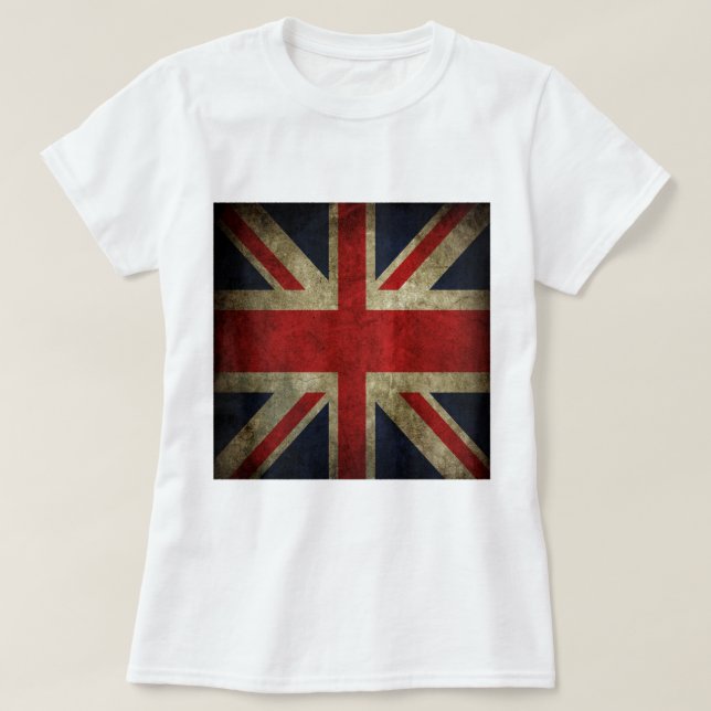 Old Antique UK British Union Jack Flag T-Shirt (Design Front)