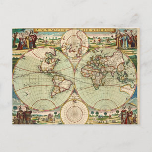 Old Antique Vintage General Map of the World Postcard