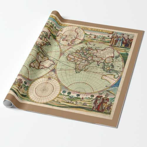 Old Antique Vintage General Map of the World Wrapping Paper