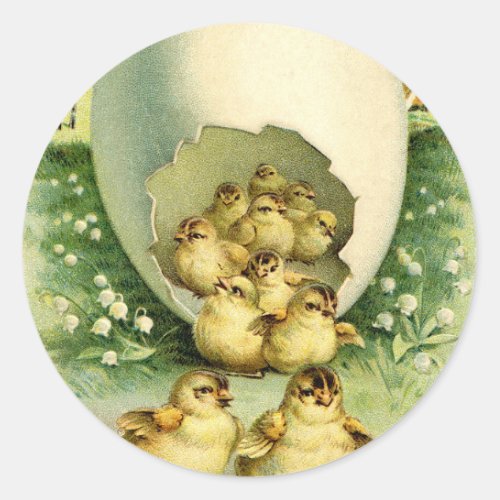 Old Antique Vintage Happy Easter wish greetings Classic Round Sticker