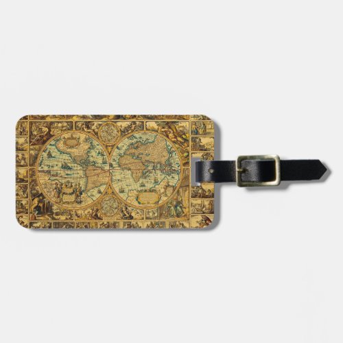 Old Antique Vintage World map illustrated Luggage Tag