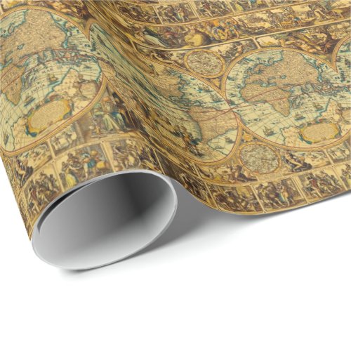Old Antique Vintage World map illustrated Wrapping Paper