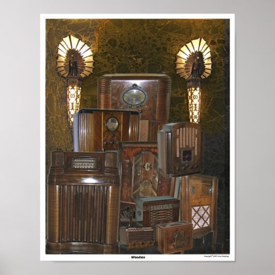 Old / Antique Wooden Radio Poster Collage | Zazzle.com