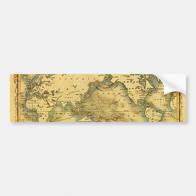 Old Antique World Map Bumper Sticker (Front)