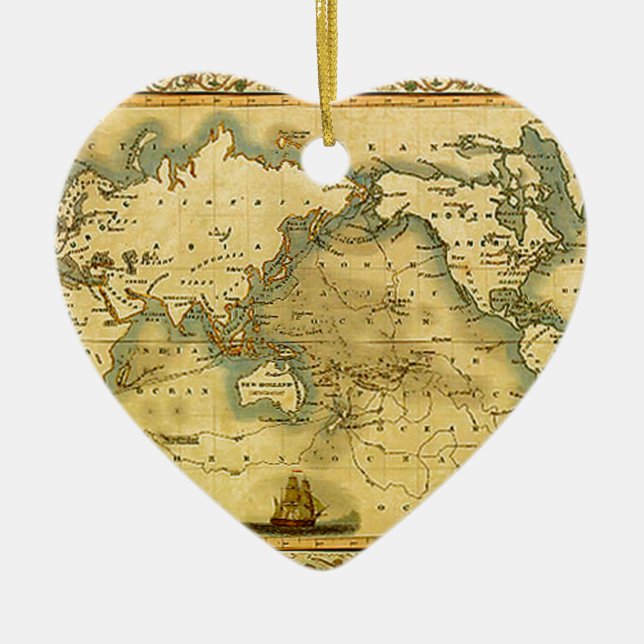 Old Antique World Map Ceramic Ornament (Front)