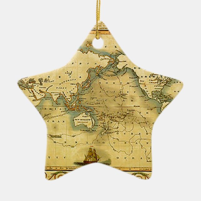Old Antique World Map Ceramic Ornament (Front)