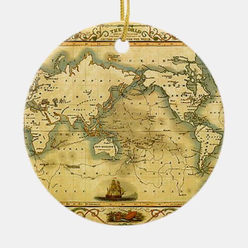 Old Antique World Map Ceramic Ornament