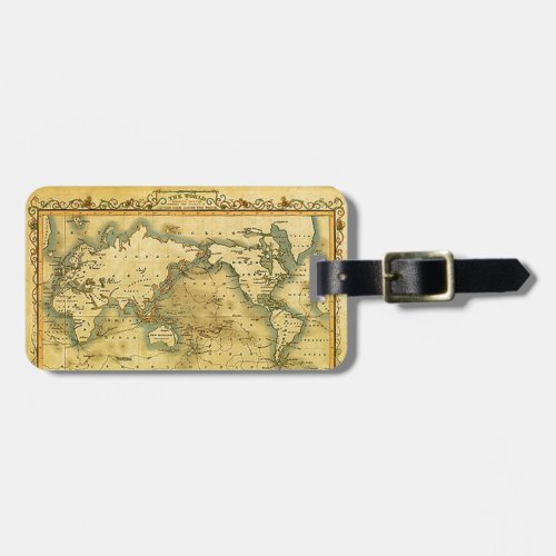 Old Antique World Map Luggage Tag
