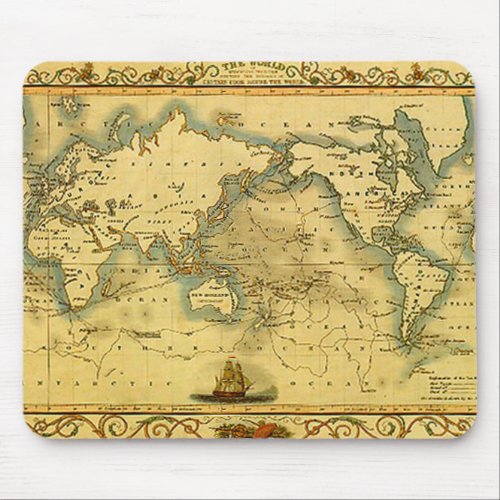 Old Antique World Map Mouse Pad