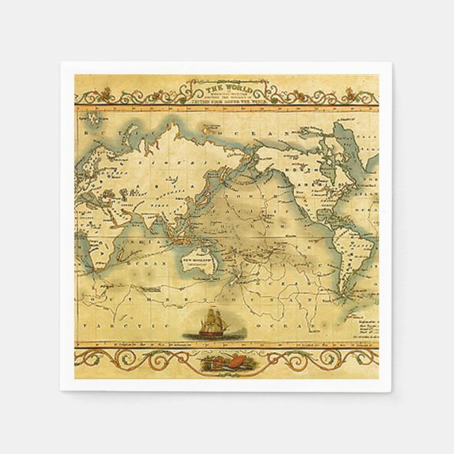 Old Antique World Map Napkins (Front)