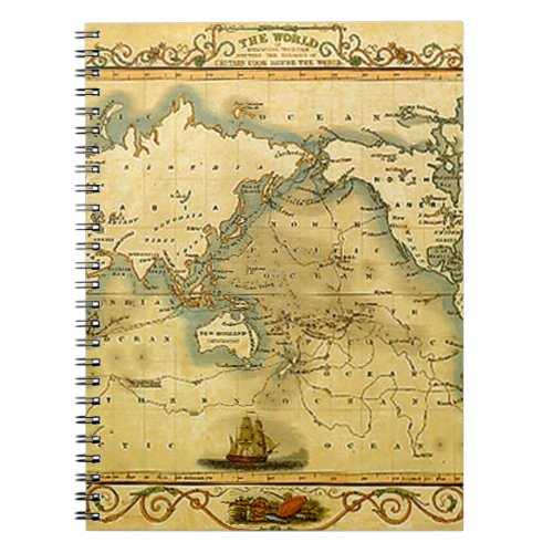 Old Antique World Map Notebook