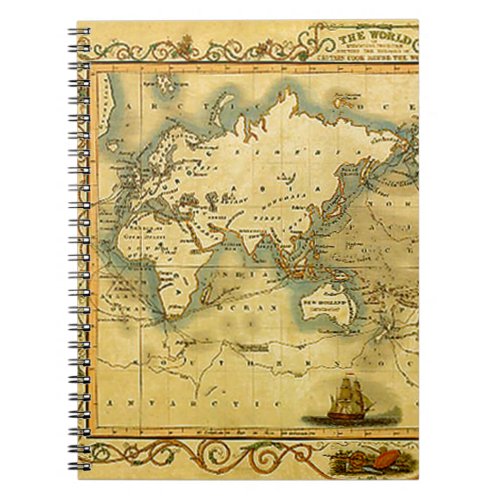 Old Antique World Map Notebook