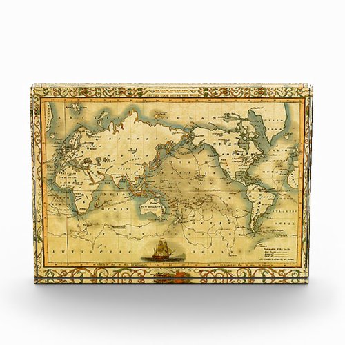 Old Antique World Map Photo Block