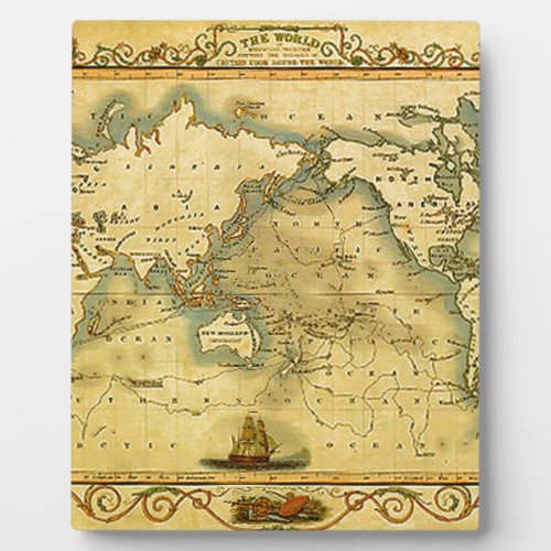Old Antique World Map Plaque