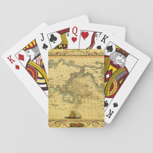 Old Antique World Map Poker Cards