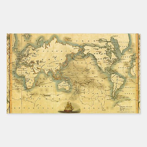 Old Antique World Map Rectangular Sticker