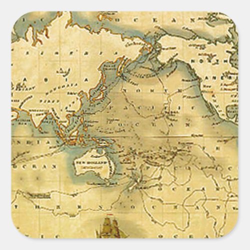 Old Antique World Map Square Sticker