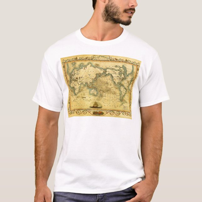 Old Antique World Map T-Shirt (Front)