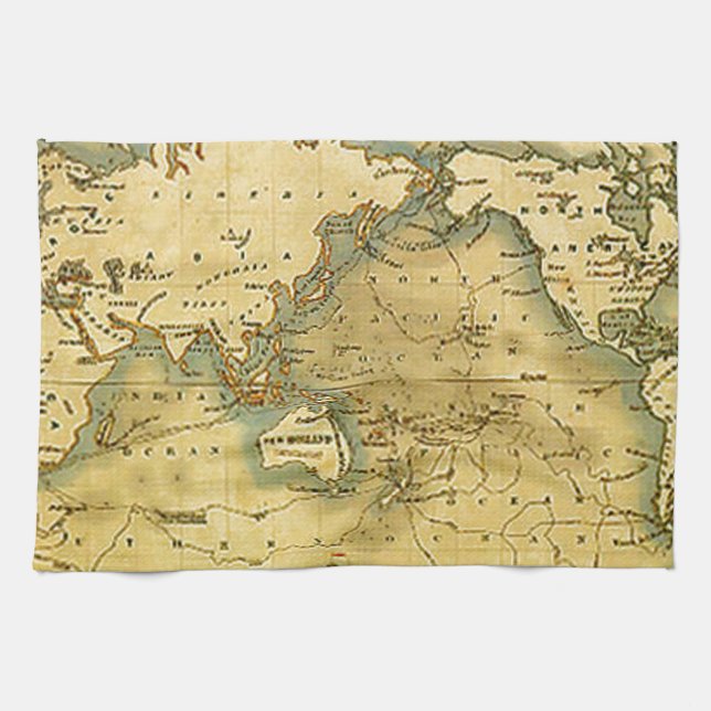 Old Antique World Map Towel (Horizontal)