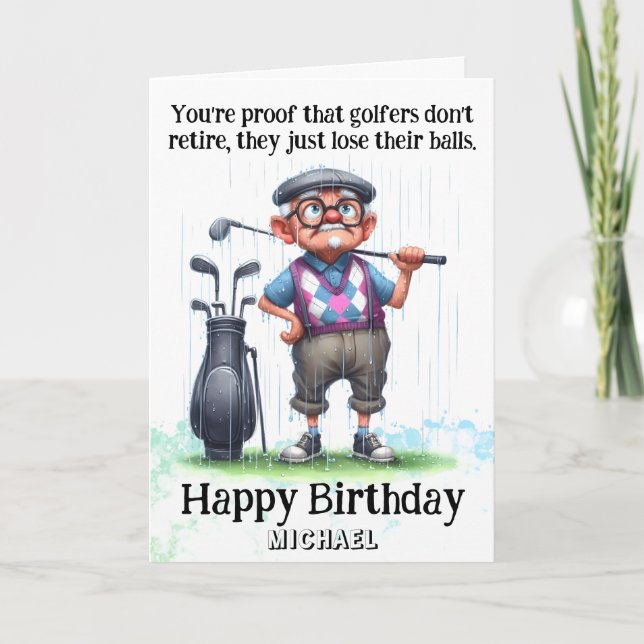 *~* Old AP94 Hilarious Man Golf Birthday Card (Front)