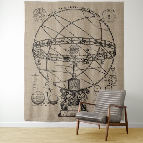 Old Armillary Sphere Spherical Astrolabe Burlap Ta Tapestry