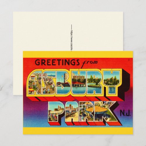 Old Asbury Park NJ Greetings Postcard