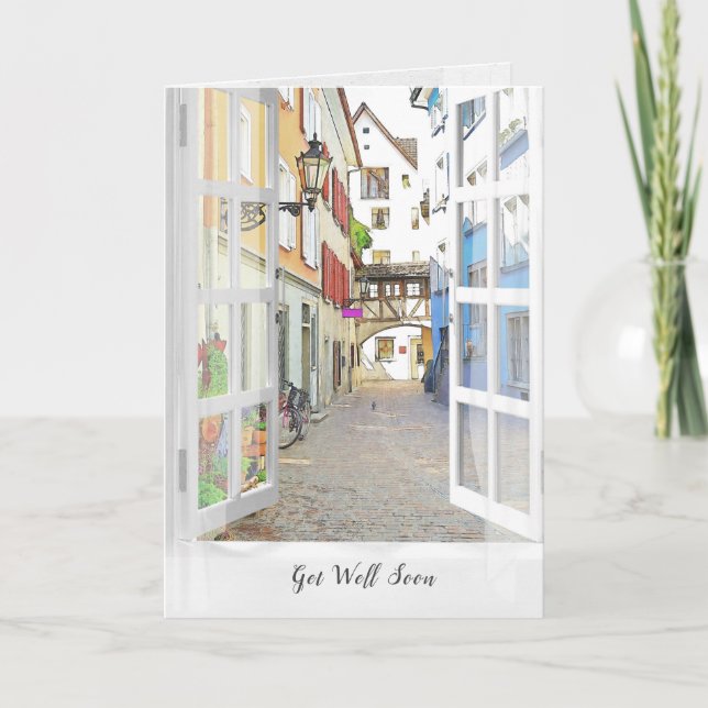 old Austrian town in window Card (Front)