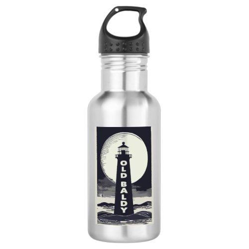 Old Baldy Lighthouse North Carolina Moon Stainless Steel Water Bottle