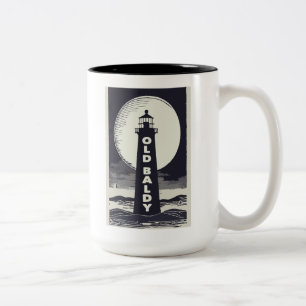 Old Baldy Lighthouse North Carolina Moon Two-Tone Coffee Mug