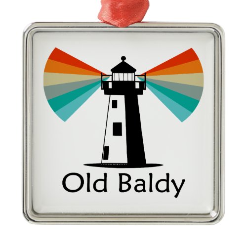Old Baldy Lighthouse Rainbow Metal Ornament