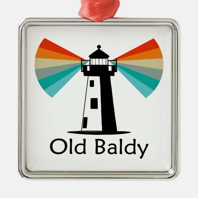 Old Baldy Lighthouse Rainbow Metal Ornament (Front)