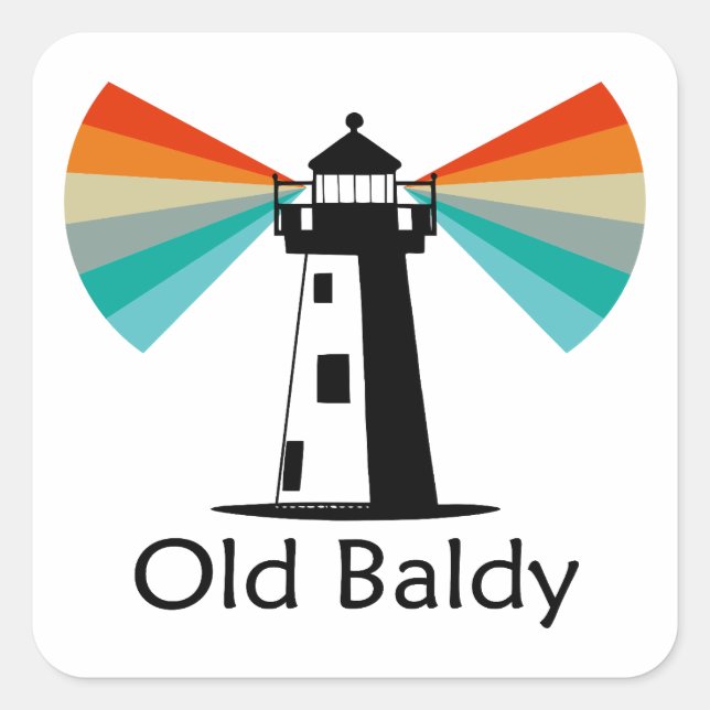Old Baldy Lighthouse Rainbow Square Sticker (Front)