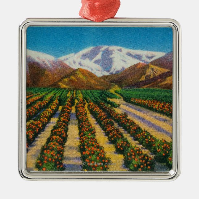 Old Baldy Mountain from the Orange Groves Metal Ornament (Front)