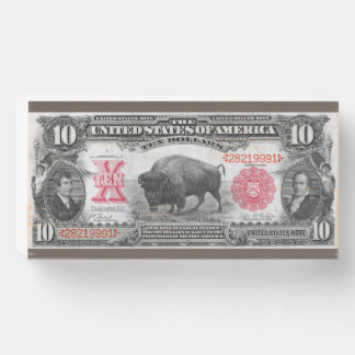 Old Bank Note, Buffalo $10.00 Bill  Wooden Box Sign
